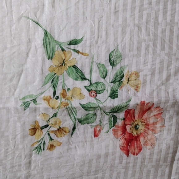 Nina Ricci Floral Butterfly Print Design Neck, muffler, square Scarf 22x22-inch - Picture 7 of 9